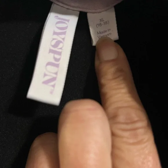 JP* Joyspun Black with Light Pink PipingButton Down Super Soft Pajama Top - Picture 2 of 3